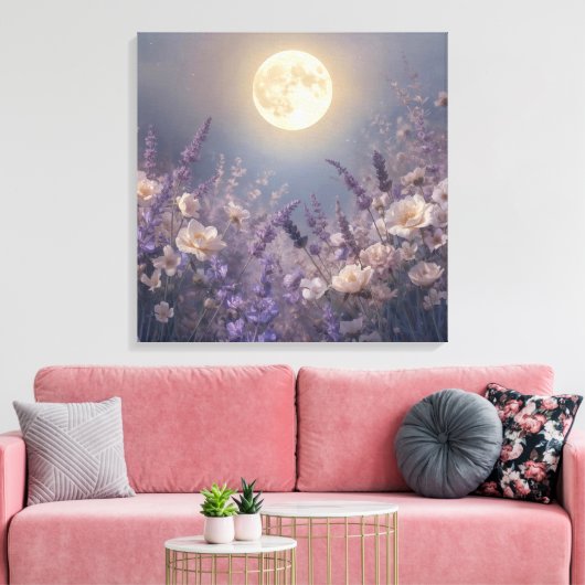 Full Moon Night Wall Art | Mystical Moonlight キャンバスプリント (インサイチュ (リビング))