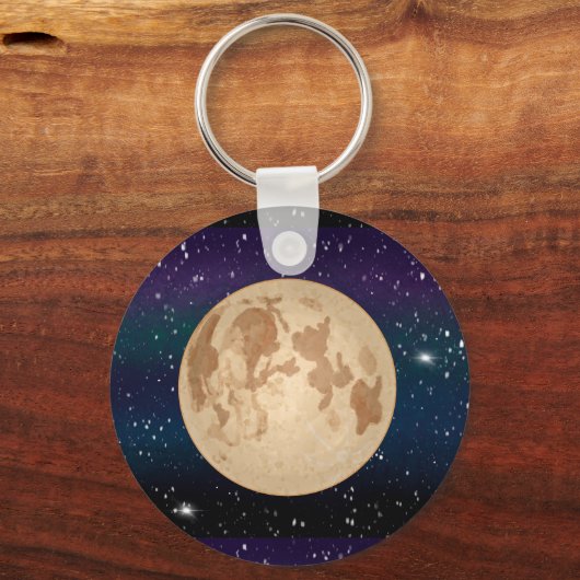 Full Moon on Starry Night Hand Drawn  キーホルダー (正面)