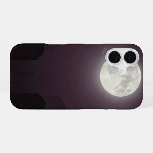 Full Moon Over Graveyard Gothic Case iPhone 16ケース (裏面横)
