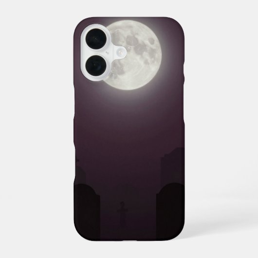 Full Moon Over Graveyard Gothic Case iPhone 16ケース (裏面)