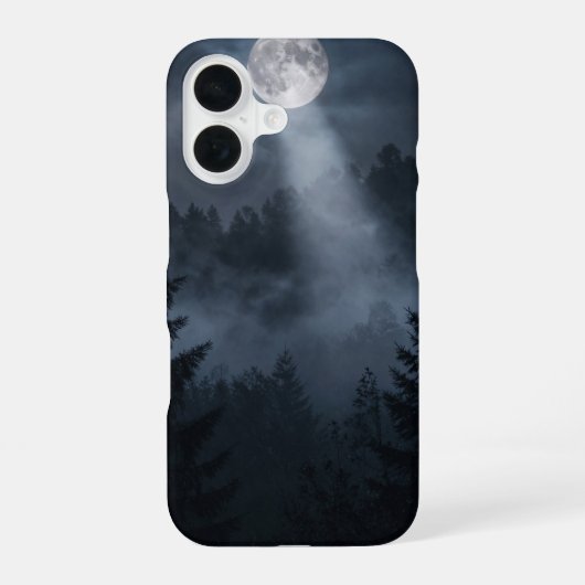 Full Moon Over Misty Forest Dark Case iPhone 16ケース (裏面)