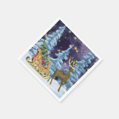 Full Moon Over Reindeer With Sleigh スタンダードカクテルナプキン (角)