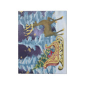 Full Moon Over Reindeer With Sleigh ノートパッド (回転)