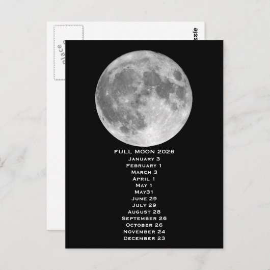 Full Moon Phases 2026 Postcard ポストカード (正面/裏面)