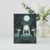 Full Moon Picnic With Deer ポストカード (スタンド正面)