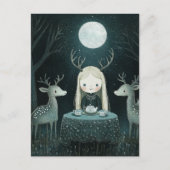 Full Moon Picnic With Deer ポストカード (正面)