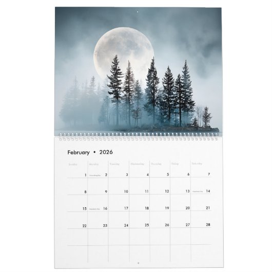 Full Moon Reflections 2026 Calendar カレンダー (2月 2026)