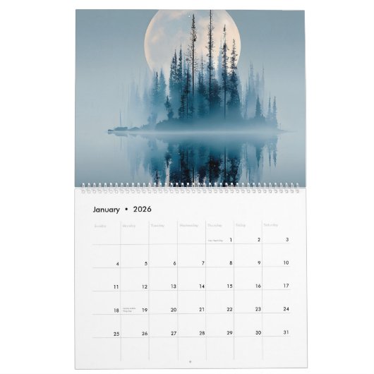 Full Moon Reflections 2026 Calendar カレンダー (1月 2026)