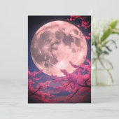 Full Moon & Sakura Cherry Blossoms Wedding Invitat 招待状 (スタンド正面)