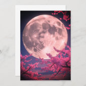 Full Moon & Sakura Cherry Blossoms Wedding Invitat 招待状 (正面/裏面)
