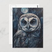 Full Moon Winter Snow Owl  ポストカード (正面/裏面)
