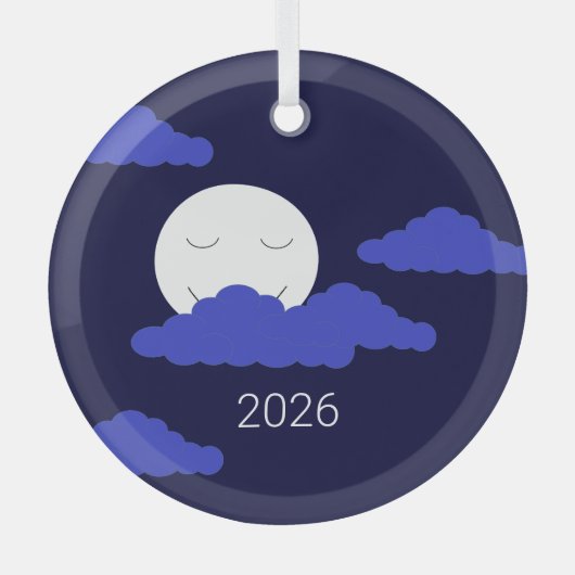 Full Moon with Clouds ガラスオーナメント (正面)