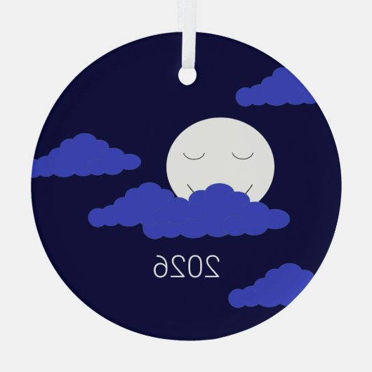 Full Moon with Clouds ガラスオーナメント (裏面)