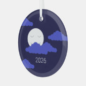 Full Moon with Clouds ガラスオーナメント (正面左)