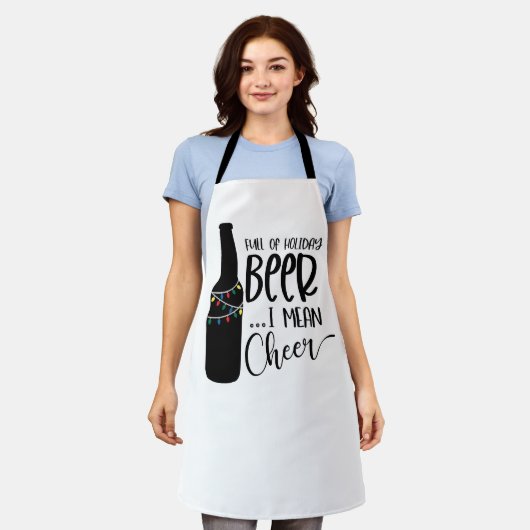 Full of Christmas Beer and Cheer | Funny Drinking エプロン (着用した状態)