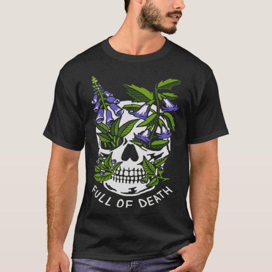Full Of Death Skull Botanical Tシャツ (正面)