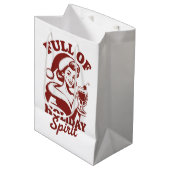 Full Of Holiday Spirit Wine Snarky Christmas Xmas ミディアムペーパーバッグ (正面アングル)