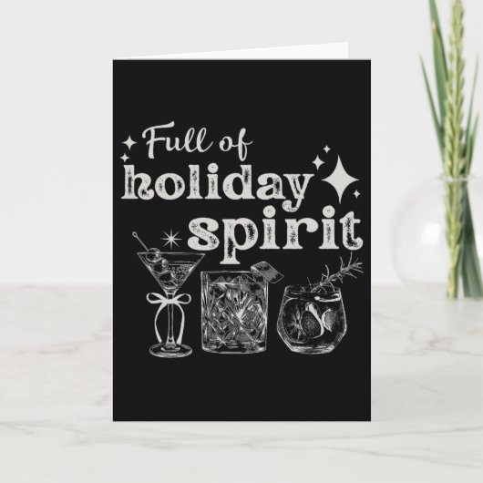 Full Of Holiday Spirit Wine Tail Christmas Party  カード (正面)