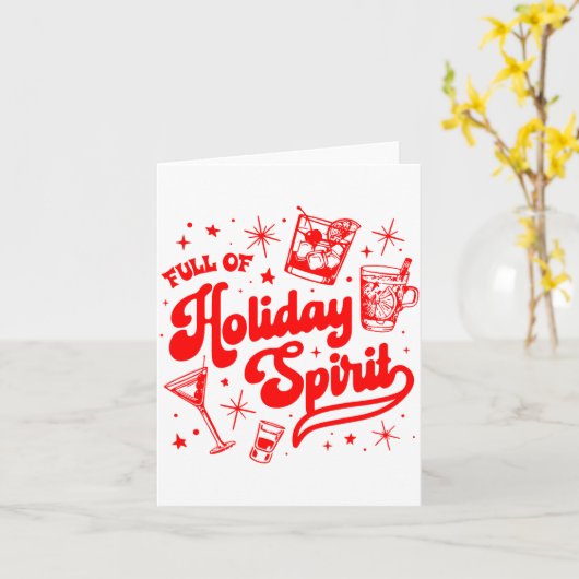 Full Of Holiday Srit Christmas Drinking Retro Tail カード (黄色い花)