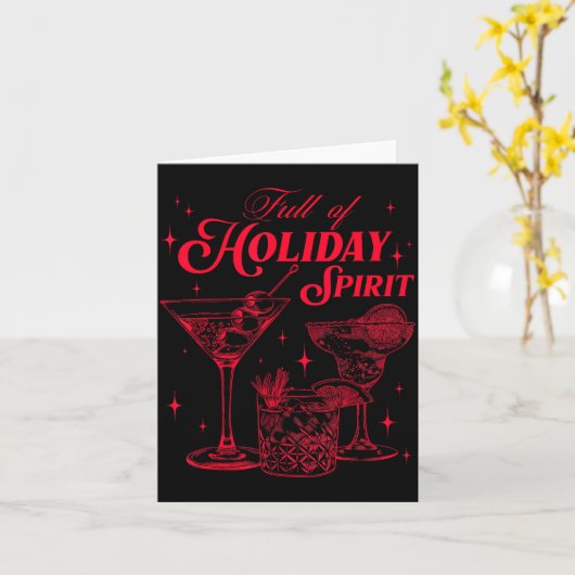 Full Of Holiday Srit Christmas Drinking Retro Tail カード (黄色い花)