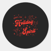 Full Of Holiday Srit Christmas Drinking Retro Tail ラウンドシール (正面)