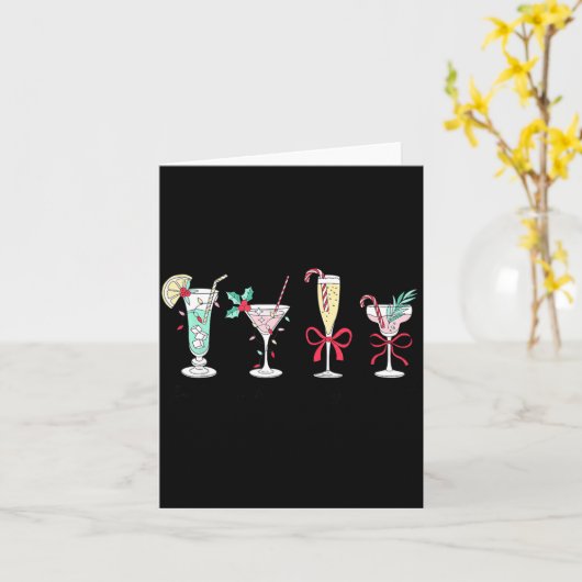 Full Of Holiday Srit Christmas Drinks Martini Tail カード (黄色い花)