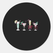 Full Of Holiday Srit Christmas Drinks Martini Tail ラウンドシール (正面)