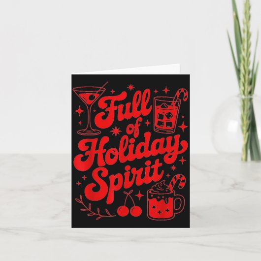 Full Of Holiday Srit Funny Christmas Drinking Retr カード (正面)