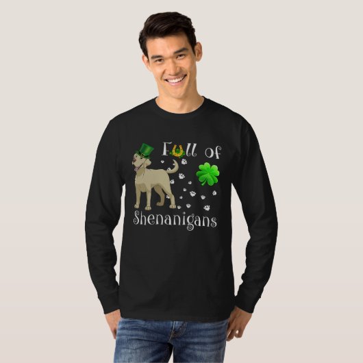 Full Of Shenanigans labrador Dog Irish Tシャツ (正面フル)