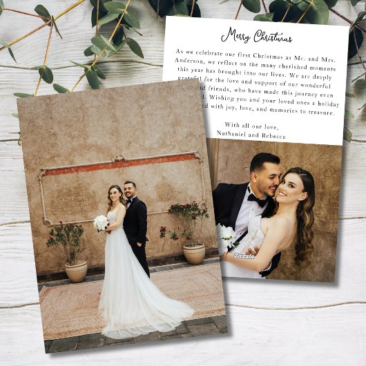 Full Page Two Photo Newlywed Merry Christmas Card シーズンカード