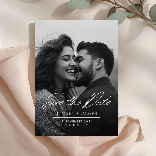 Full Photo Chic Flat Wedding Save The Date Card セーブザデート