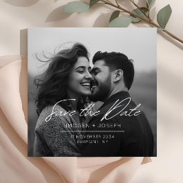 Full Photo Chic Flat Wedding Save The Date Card セーブザデート