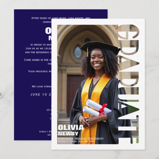 🎓Full‑Photo Graduation Party 招待状 (正面/裏面)