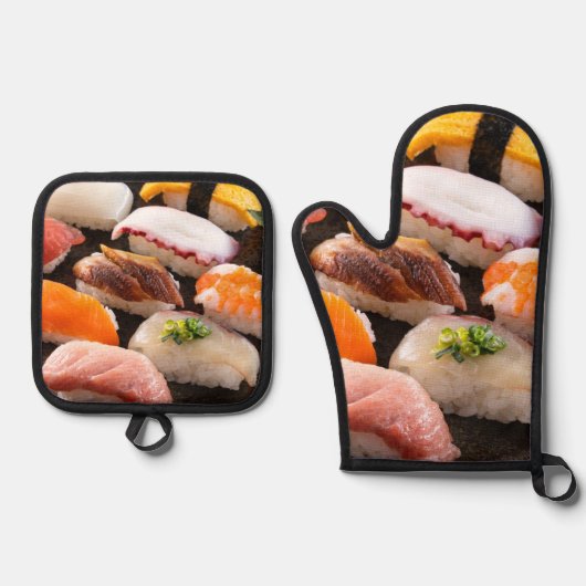 Full Plate Flavor – The Ultimate Sushi Lineup 鍋つかみ&鍋敷きセット (正面)