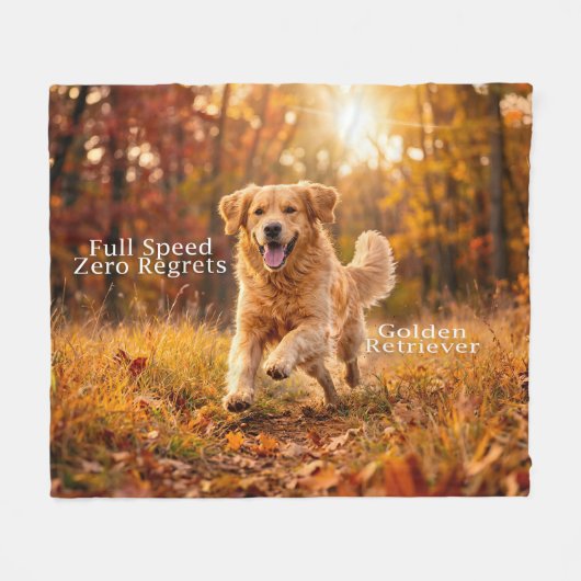 Full Speed Zero Regrets Golden フリースブランケット (正面(横))