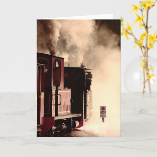 Full Steam At Leighton Buzzard Railway (4385) カード (黄色い花)