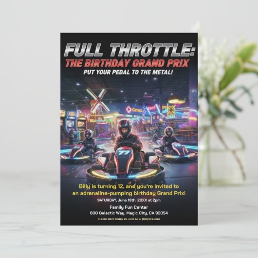 Full Throttle Racing Birthday Party 招待状 (スタンド正面)