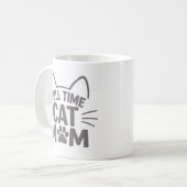 Full Time Cat Mom Cute Feline Lover コーヒーマグカップ (正面左)