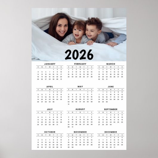Full-Year Calendar with Customizable Photo  ポスター (正面)