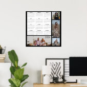 Full-Year Calendar with Customizable Photo Collage ポスター (ホームオフィス)