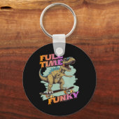 Fulltime Funky Funny Dinosaur Skateboarding  キーホルダー (正面)