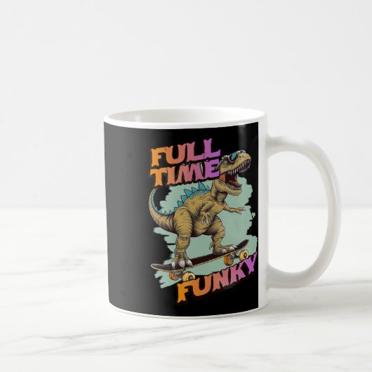 Fulltime Funky Funny Dinosaur Skateboarding  コーヒーマグカップ (右)