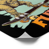 Fulltime Funky Funny Dinosaur Skateboarding  ポスター (角)