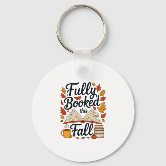 Fully Booked For Fall Books Pumpkin Autumn Thanksg キーホルダー (正面)