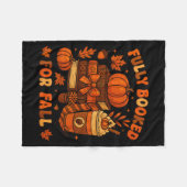 Fully Booked For Fall Pumpkin Books Coffee Thanksg フリースブランケット (正面(横))
