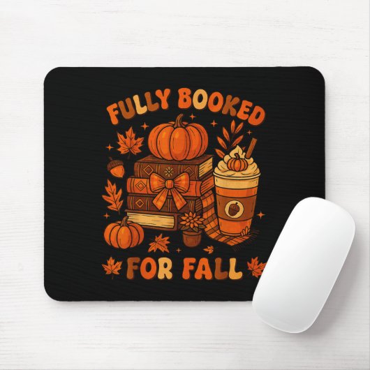 Fully Booked For Fall Pumpkin Books Coffee Thanksg マウスパッド (マウス)