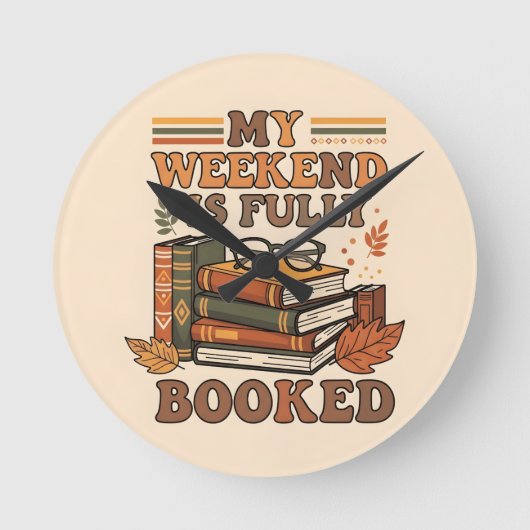Fully booked weekend design ラウンド壁時計 (正面)