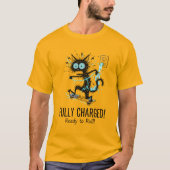 FULLY CHARGED 電気バイクレイトスケートボード ねこ  楽しい  Tシャツ (正面)