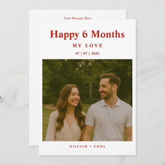 Fully Custom 6 Month Anniversary Card for Couple (正面/裏面)
