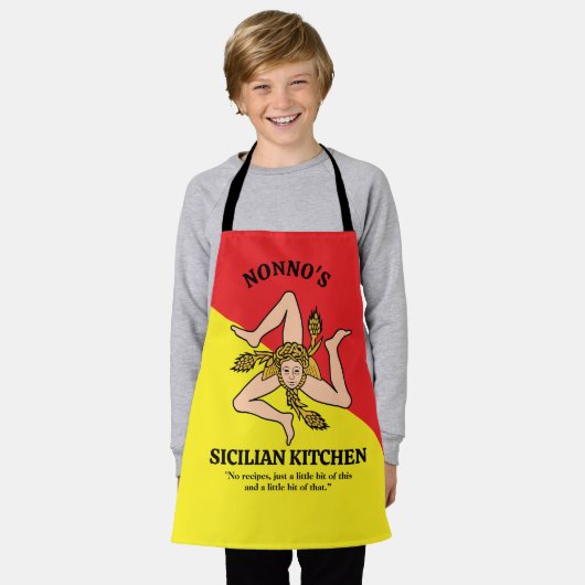 Fully Custom Wording Flag Sicily Sicilian Apron エプロン (着用した状態)
